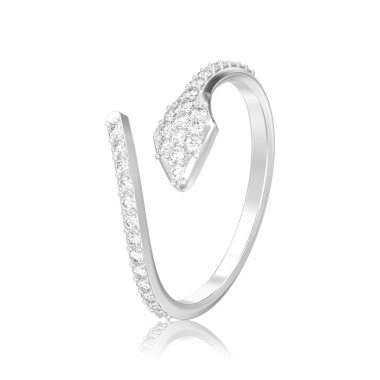 3D illüstrasyon izole gümüş ücretsiz boyutu ayarlanabilir elmas yüzük ile beyaz bir adam yansıma