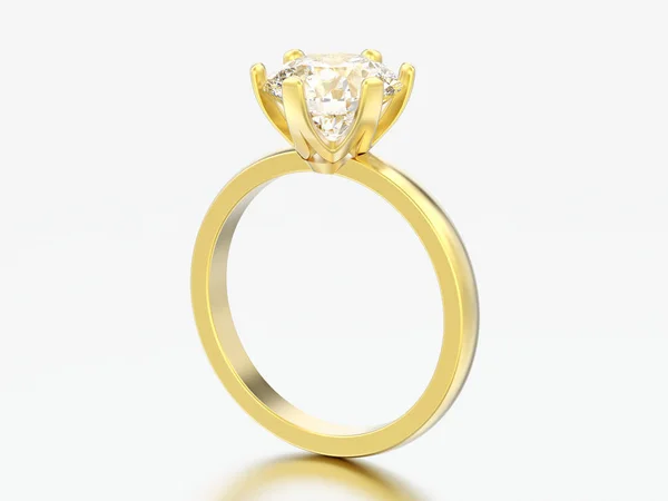 Sortija Diamantes Compromiso Solitaria Tradicional Oro Amarillo Con Ilustración Sobre — Foto de Stock