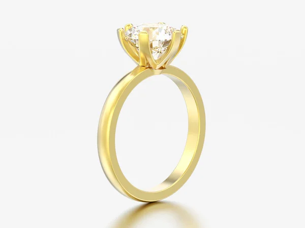 Illustratie Geel Gouden Traditionele Solitaire Betrokkenheid Diamond Ring Een Grijze — Stockfoto