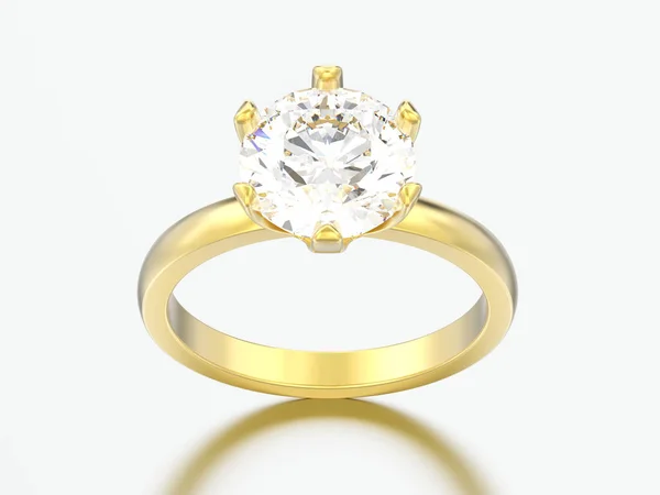 Ilustracja Żółte Złoto Solitaire Tradycyjnych Zaangażowania Diamond Ring Szarym Tle — Zdjęcie stockowe