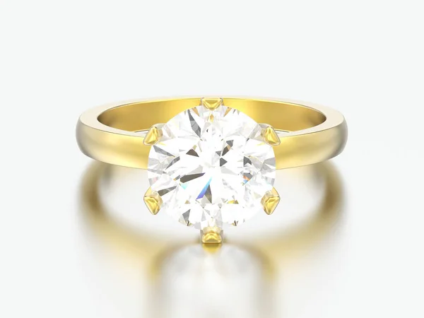 Illustration Bague Fiançailles Solitaire Traditionnelle Jaune Sur Fond Gris — Photo