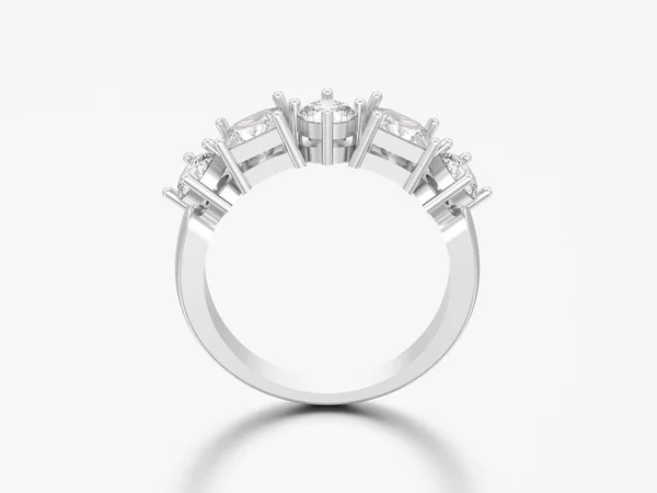 Illustratie Zilver Decoratieve Ring Met Verschillende Ronde Vierkante Diamant Een — Stockfoto