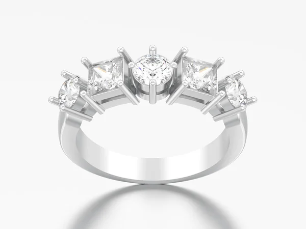 Illustration Silver Decorative Ring Different Square Diamond Grey Background — Stock Photo, Image
