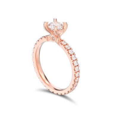 3D illüstrasyon izole gül altın pırlanta nişan Alyans beyaz zemin üzerine gölge ile