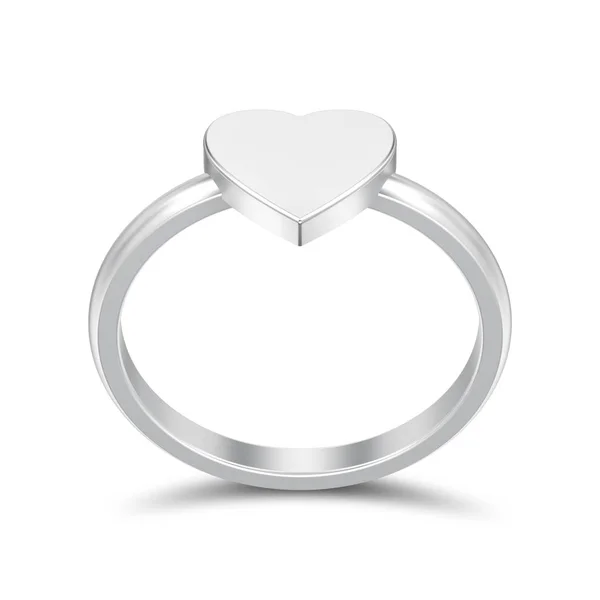 Illustration Isolated Silver Engagement Wedding Heart Ring Shadow White Background — Stock Photo, Image