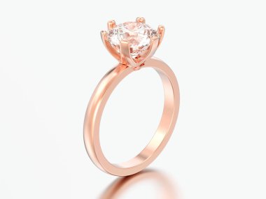 3D çizim altın geleneksel solitaire nişan elmas yüzüğü gri bir arka plan üzerinde yükseldi.