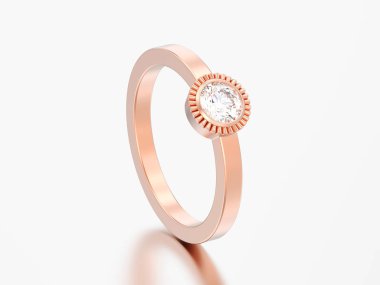 3D çizim rosegold düğün solitaire yuvarlak elmas kaplama yüzük üzerinde gri bir adam