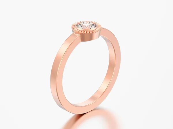 Illustration Roségold Hochzeit Solitär Runde Diamant Lünette Ring Auf Grauem — Stockfoto