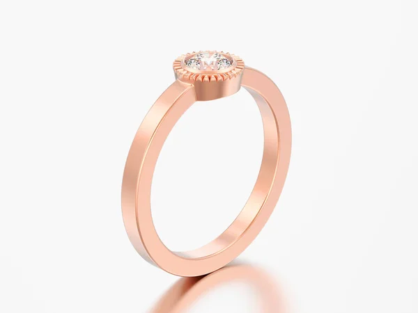 Pasjans Rose Gold Ślub Ilustracja Okrągły Diament Bezel Pierścień Szarym — Zdjęcie stockowe