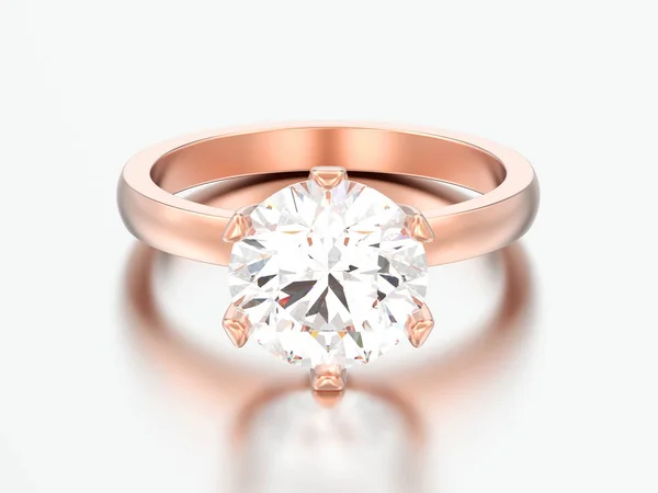 Obrázek Rose Gold Tradiční Solitaire Zásnubní Diamantový Prsten Šedém Pozadí — Stock fotografie