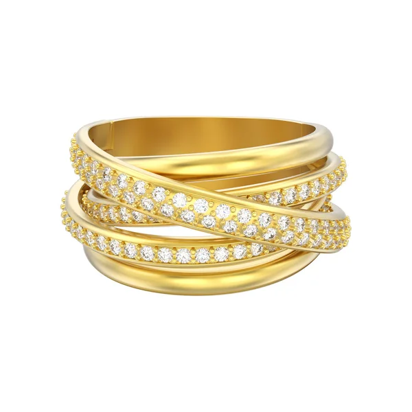 Illustration Isolerade Guld Dekorativa Diamond Criss Cross Ringen Vit Bakgrund — Stockfoto