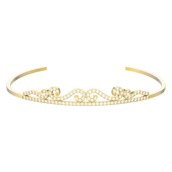 Illustratie Geïsoleerd Gouden Eenvoudige Diamant Tiara Diadema Een Witte Achtergrond — Stockfoto