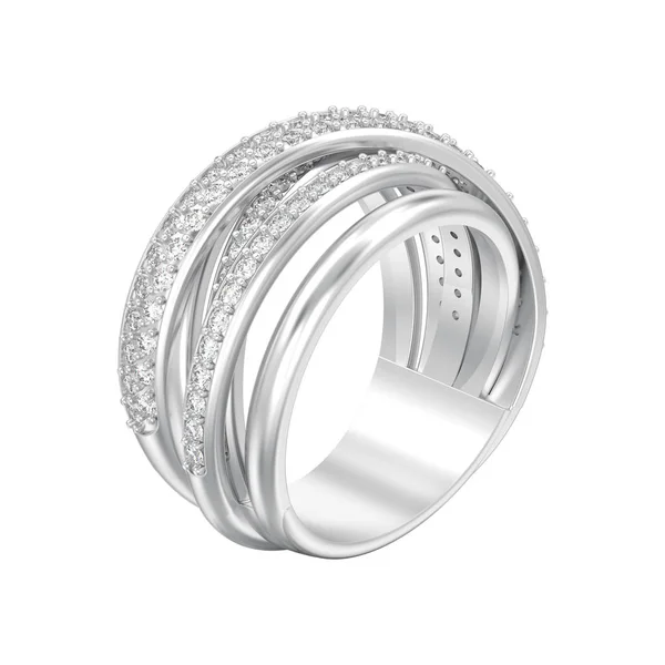 Illustratie Geïsoleerd Zilveren Decoratieve Diamant Criss Cross Ring Een Witte — Stockfoto