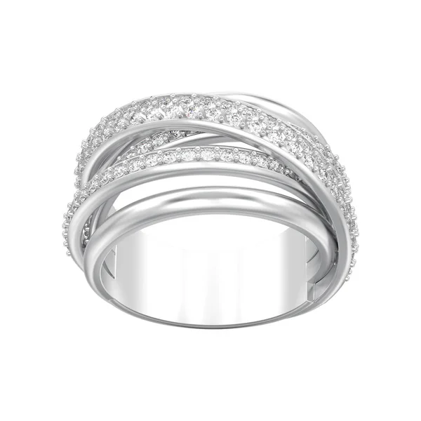 Illustration Isolerade Silver Dekorativa Diamant Criss Cross Ringen Vit Bakgrund — Stockfoto