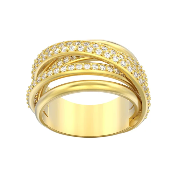 Απεικόνιση Απομονωμένη Χρυσό Διακοσμητικό Διαμάντι Διασχίζουν Δαχτυλίδι Λευκό Φόντο — Φωτογραφία Αρχείου