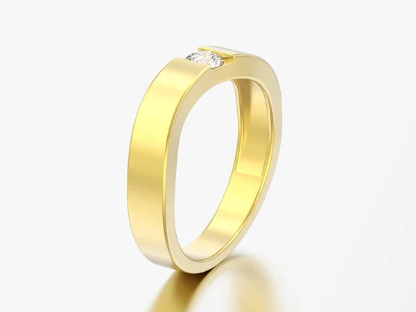 Illusztráció Illúzió Modern Hajlított Arany Gyűrű Gyémánt Egy Szürke Háttér — Stock Fotó