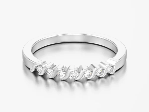 例证银色订婚周年纪念带钻石戒指在灰色背景下 — 图库照片
