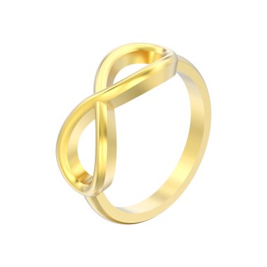 beyaz bir arka plan üzerinde 3D illüstrasyon izole altın basit sonsuzluk halka