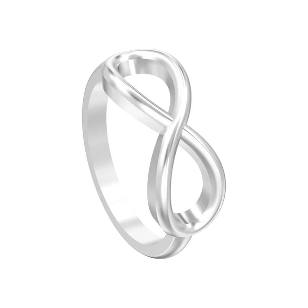 Ilustrace Izolované Jednoduché Infinity Stříbrný Prsten Bílém Pozadí — Stock fotografie