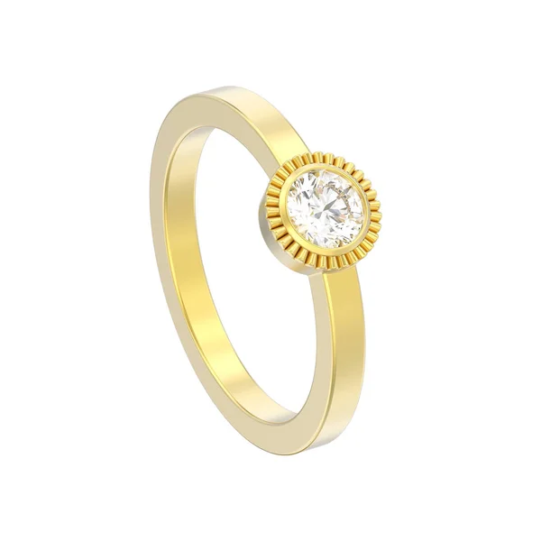 Illustration Isolated Gold Wedding Solitaire Diamond Bezel Ring White Background — Stock Photo, Image