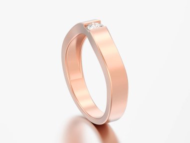 3D çizim yanılsama modern bent altın elmas yüzükle gri bir arka plan üzerinde yükseldi.