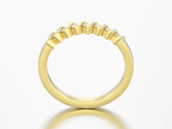 Illustration Gold Verlobungsring Diamantring Auf Grauem Hintergrund — Stockfoto