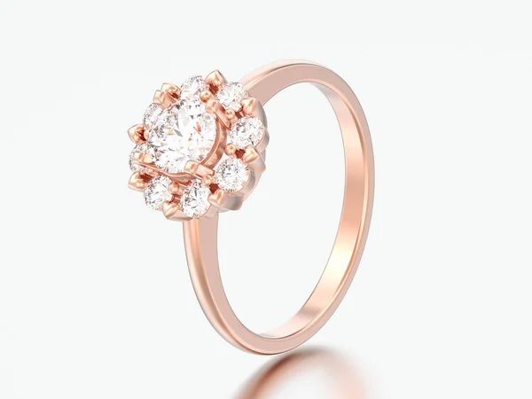 Obrázek Rose Gold Halo Svatební Diamantový Prsten Hroty Srdce Šedém — Stock fotografie