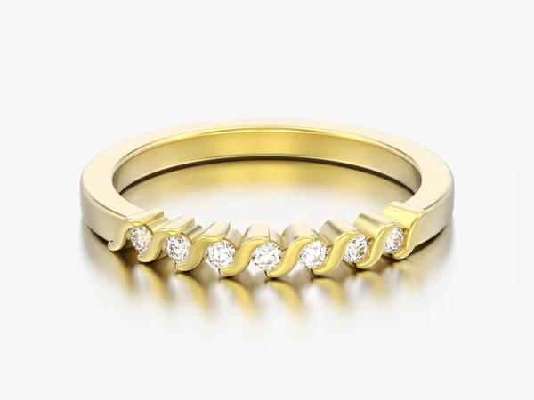 Illustrazione Anello Diamanti Anello Anniversario Fidanzamento Oro Sfondo Grigio — Foto Stock