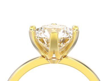 3d illüstrasyon izole zum altın geleneksel solitaire nişan elmas yüzük beyaz bir arka plan üzerinde Kapat