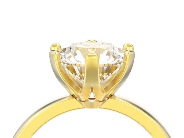 Illustratie Geïsoleerd Close Zoom Gouden Traditionele Solitaire Diamant Verlovingsring Een — Stockfoto