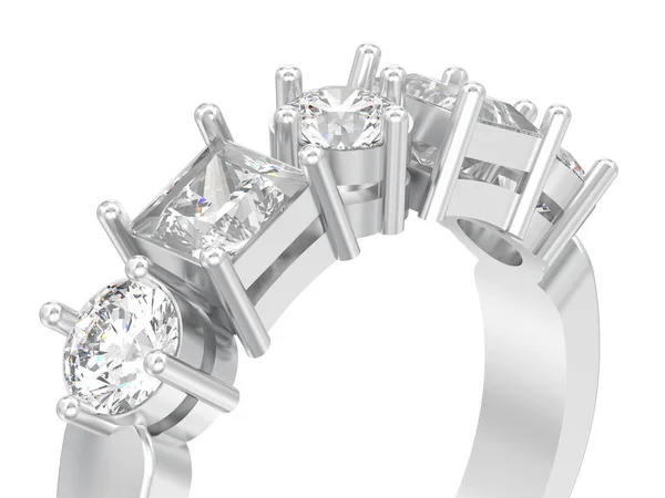 Illustratie Geïsoleerd Close Zilveren Decoratieve Ring Met Verschillende Ronde Vierkante — Stockfoto