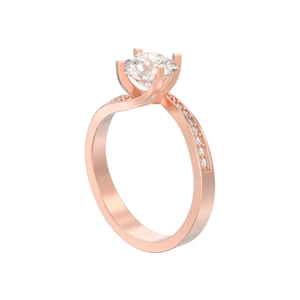 Illustration Isolated Rose Gold Engagement Illusion Twisted Diamond Ring White — Stock Photo, Image