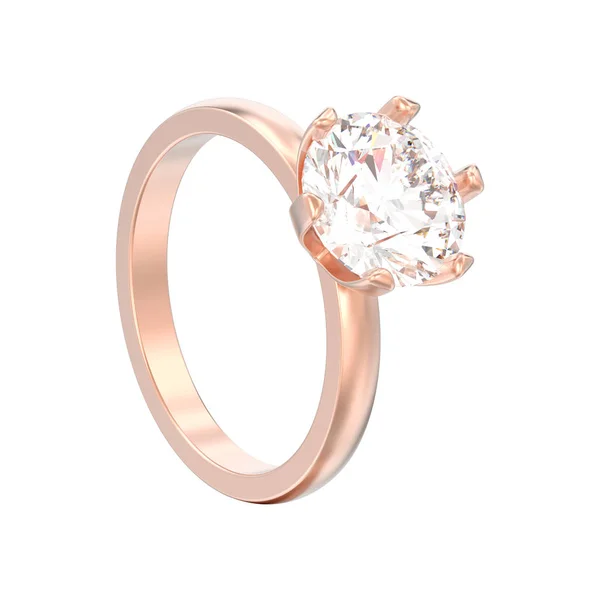 Illustration Isoliert Roségold Traditionellen Solitär Verlobungsring Diamant Auf Weißem Hintergrund — Stockfoto