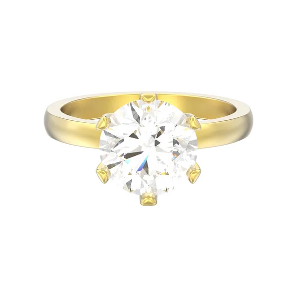 Illustration Bague Fiançailles Solitaire Traditionnelle Isolé Sur Fond Blanc — Photo