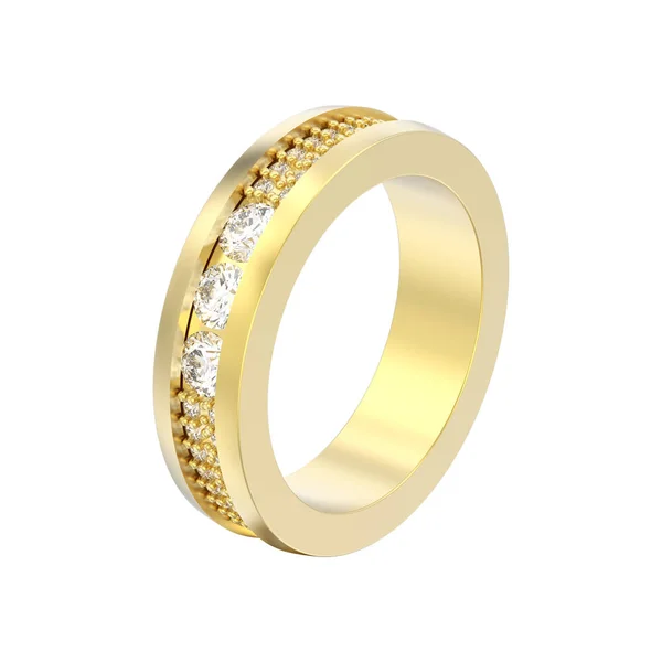 Απεικόνιση Απομονωμένες Χρυσό Γαμήλια Επέτειο Μπάντα Διαμάντι Δαχτυλίδι Αρραβώνων Λευκό — Φωτογραφία Αρχείου