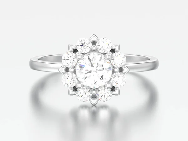 Απεικόνιση Sulver Φωτοστέφανο Γάμου Διαμάντι Δαχτυλίδι Καρδιά Αιχμές Ένα Γκρίζο — Φωτογραφία Αρχείου