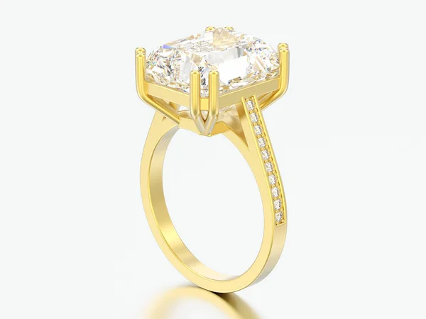 Illustratie Gouden Traditionele Solitaire Betrokkenheid Diamond Ring Met Stralende Diamant — Stockfoto