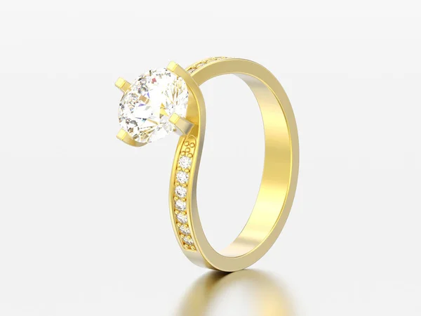 Illusztráció Arany Eljegyzési Illúzió Csavart Gyémánt Gyűrű Egy Szürke Háttér — Stock Fotó
