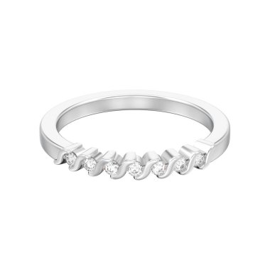 3D illüstrasyon izole gümüş nişan yıldönümü band elmas yüzük beyaz bir arka plan üzerinde