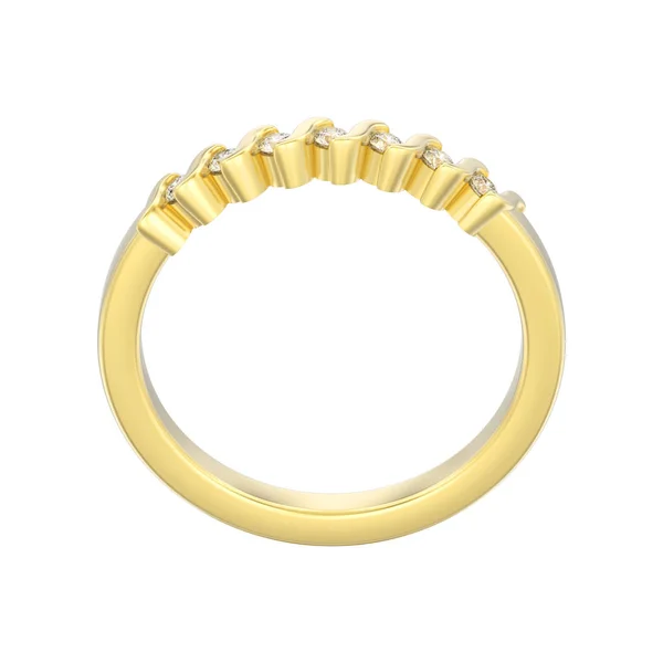 3d Illustration isoliert Gold Engagement Jubiläumsband Diamant — Stockfoto