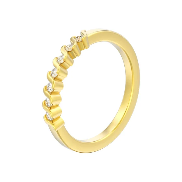 Illustratie Geïsoleerd Gouden Jubileum Band Diamanten Verlovingsring Een Witte Achtergrond — Stockfoto