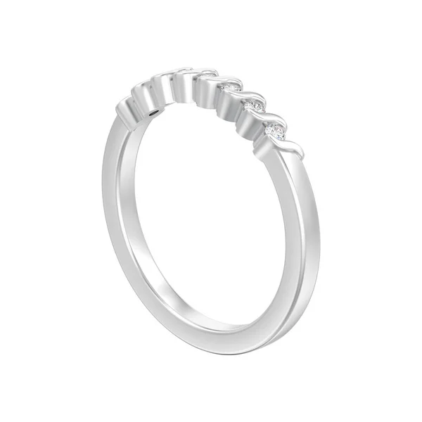 Illustration Isolated Silver Engagement Anniversary Band Diamond Ring White Background — Stock Photo, Image