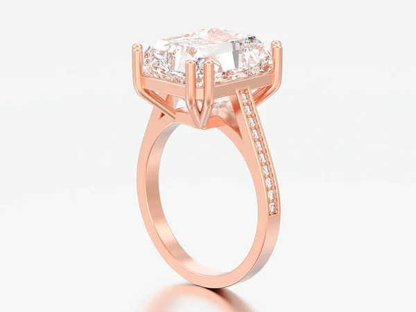 Illustration Rose Gold Traditional Solitaire Engagement Diamond Ring Radiant Diamond — Stock Photo, Image