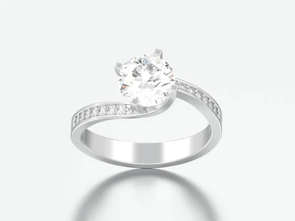 Illustration Silver Engagement Illusion Twisted Diamond Ring Grey Background — Stock Photo, Image
