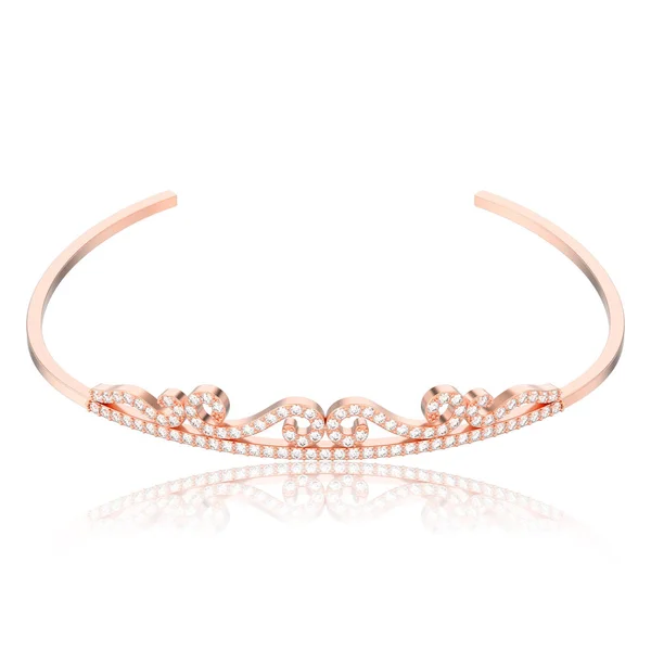 Illustration Isoliert Roségold Einfache Diamant Diadema Diadema Mit Reflexion Auf — Stockfoto