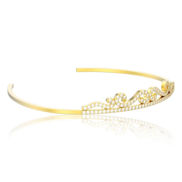 Illustration Isolated Gold Simple Diamond Tiara Diadema Reflection White Background — Stock Photo, Image