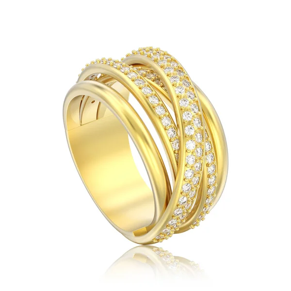 Illustratie Geïsoleerd Gouden Decoratieve Diamant Criss Cross Ring Met Reflectie — Stockfoto