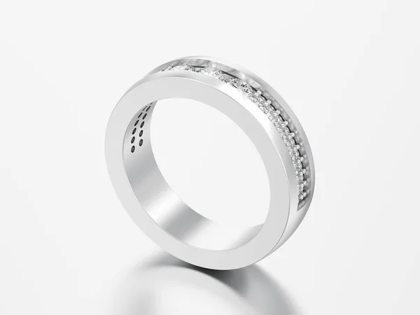 Ілюстрація Срібна Заручини Весілля Ювілейна Група Діамантове Кільце Сірому Фоні — стокове фото