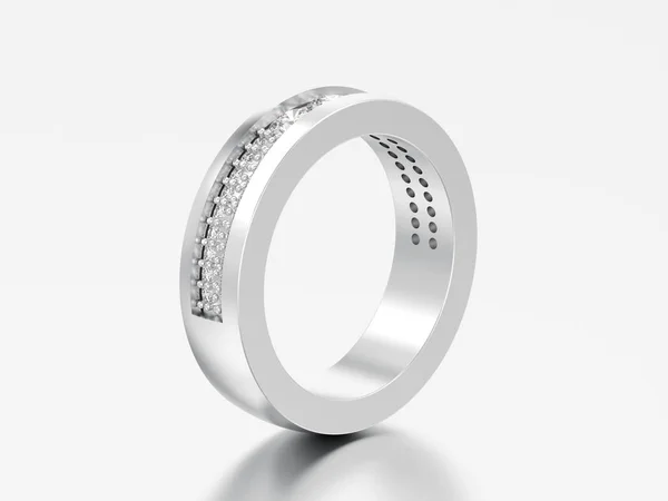 Illusztráció Ezüst Esküvői Évforduló Zenekar Gyémánt Jegygyűrűt Szürke Háttér — Stock Fotó