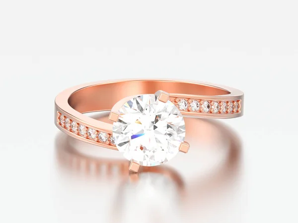 Illustratie Rose Gouden Betrokkenheid Illusie Twisted Ring Van Diamant Een — Stockfoto